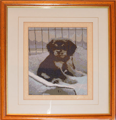 Crossstitch Cavalier King Charles Spaniel Puppy fine stitch